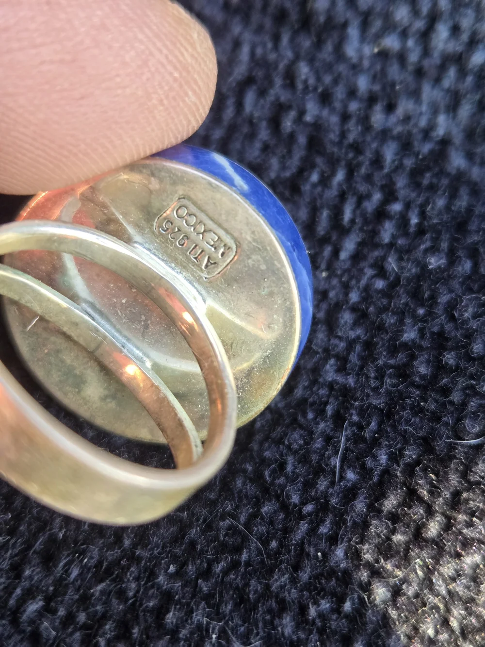 925 Silver Ring with Lapis Lazuli Celestial Motif